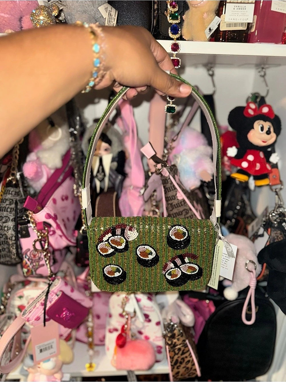 VIRAL HANDCRAFTED IN INDIA SUSHI BEADED SHOULDER BAG